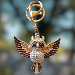 Adorable Owl in Flight Bag Charm / Keychain